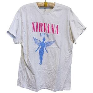 Y2K Nirvana Live 93 Wing Graphic T-Shirt XXL Vintage Grunge Rock Streetwear